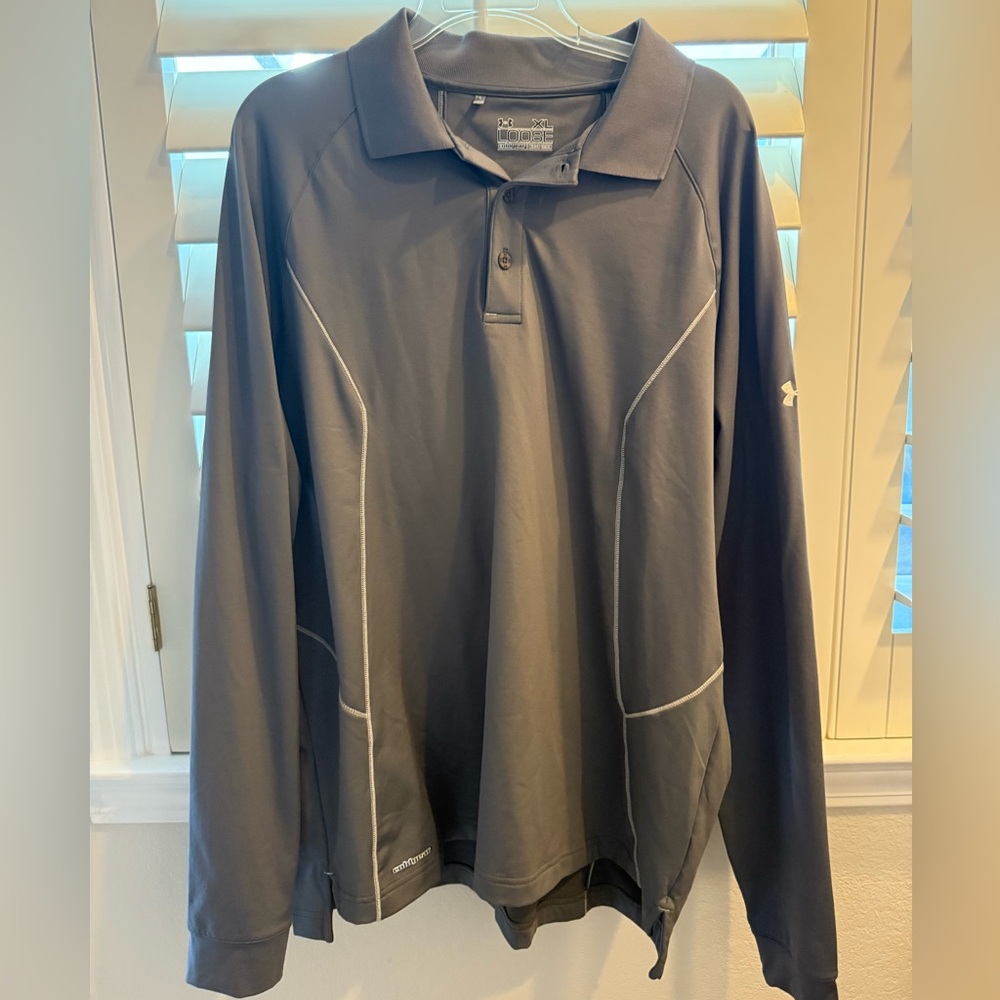 Under Armour Charcoal Gray ColdGear Loose Polo Long Sleeve XL